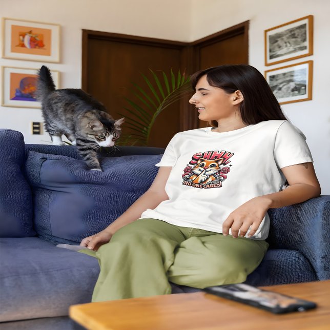 Whiskered Whispers An Artistic  Shhh No One Cares T-Shirt (Creator Uploaded)
