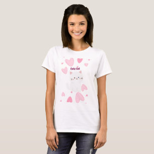 Whiskerful Love - Adorable Cat & Hearts T-Shirt