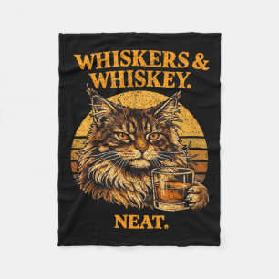 Whiskers and Neat Funny Cat Lover Drinker Fleece Blanket