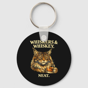 Whiskers and neat funny cat lover drinker  key ring