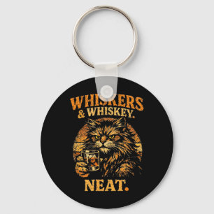 Whiskers and Neat Funny Cat Lover Drinker Key Ring