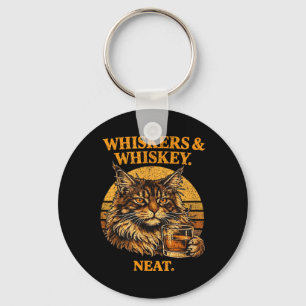 Whiskers and Neat Funny Cat Lover Drinker Key Ring