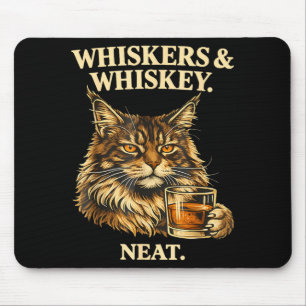 Whiskers and Neat Funny Cat Lover Drinker Mouse Pad