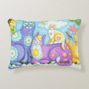 Whiskers And Purrs Folk Art CAT ACCENT PILLOW