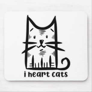 Whiskers Cat, I heart cats Mouse Pad