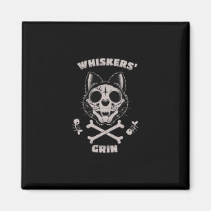 Whiskers Grin Cat Fishbone Art Sticker Magnet