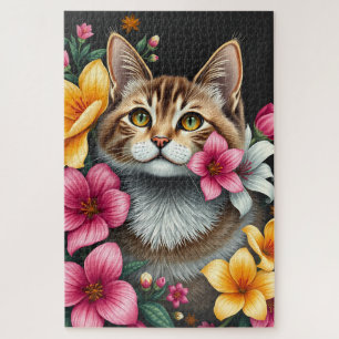 Whiskers in a Floral Wonderland Jigsaw Puzzle