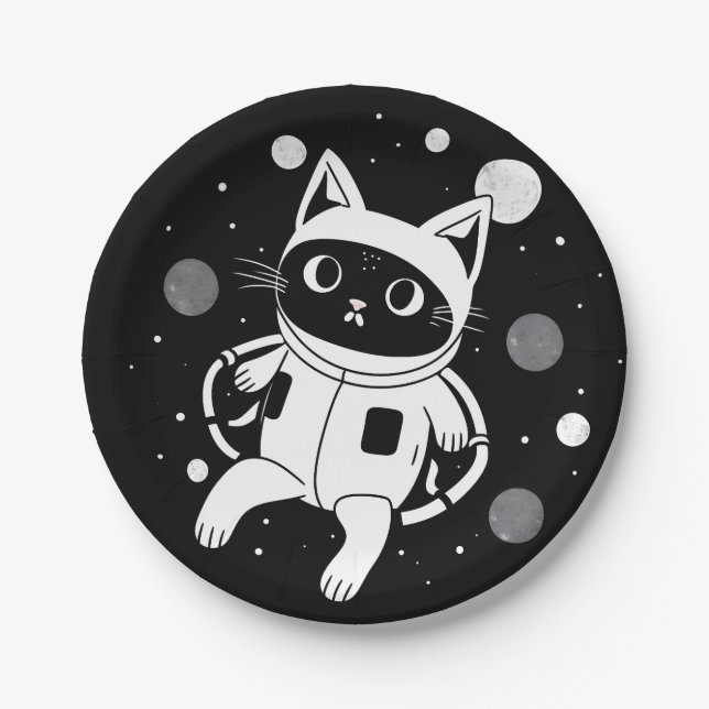 Whiskers in Space Paper Plate (Front)