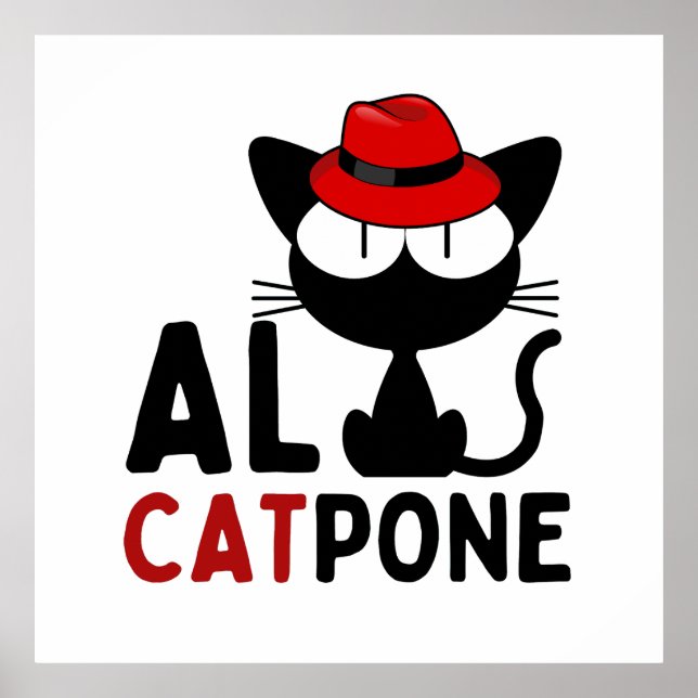 Whiskers of Mischief:  Al Catpone | black cat Poster (Front)