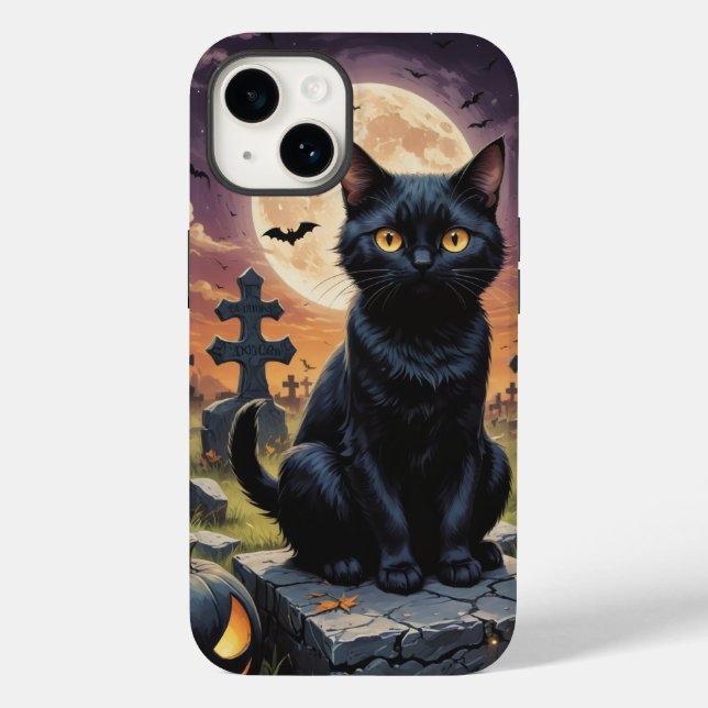 Whiskers of the Witching Hour - Black Cat Case-Mate iPhone Case (Back)