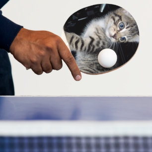 "Whiskers of Trouble: The Mischievous Tabby Kitten Ping Pong Paddle