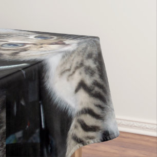 "Whiskers of Trouble: The Mischievous Tabby Kitten Tablecloth