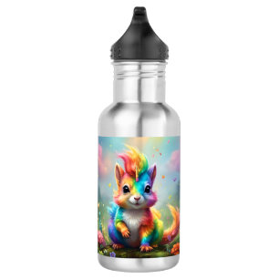 Whiskers of Wonder: The Rainbow Unicorn Squirrel 532 Ml Water Bottle
