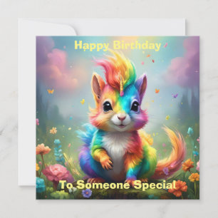 Whiskers of Wonder: The Rainbow Unicorn Squirrel Card