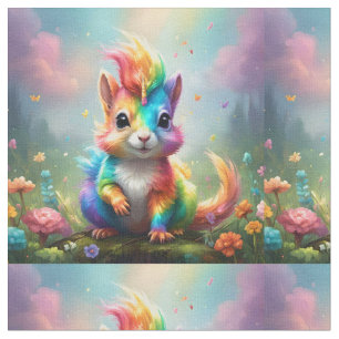 Whiskers of Wonder: The Rainbow Unicorn Squirrel  Fabric