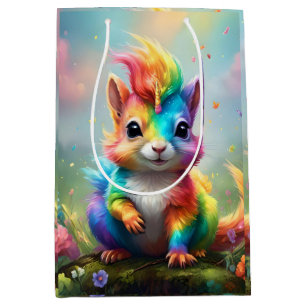 Whiskers of Wonder: The Rainbow Unicorn Squirrel Medium Gift Bag