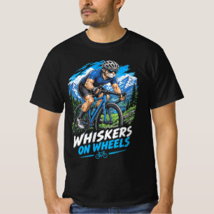 Whiskers On Wheels Funny Cyclist Cat Road Bike T-Shirt