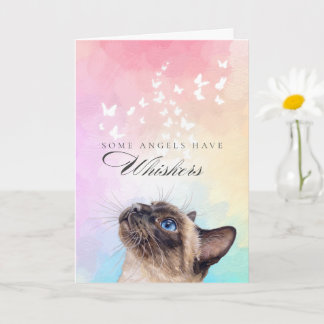 Whiskers Rainbow Siamese Cat Loss Sympathy Card