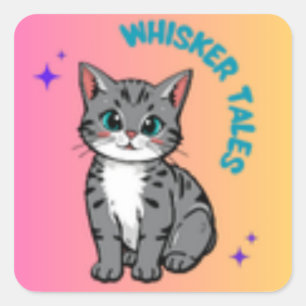 Whiskers & Tales Cute Storybook Cat Sticker