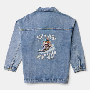 Whiskers, the fearless adventure cat - Long sleeve Denim Jacket