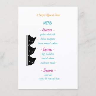 Whiskers & Vows | Black Cat Rehearsal Dinner Menus