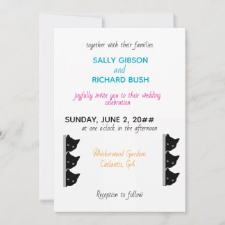 Whiskers & Vows | Black Cat Wedding Invitation