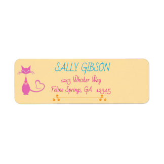 Whiskers & Vows Rosy Feline Wedding Address Labels