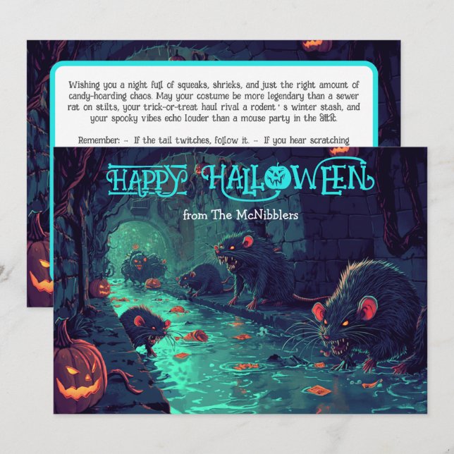 Whiskers & Witches: The Sewer Soirée Card (Front/Back)