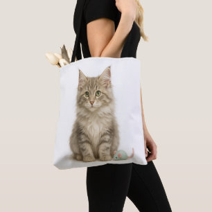 Whiskerwood Watcher – Norwegian Forest Cat Kitten Tote Bag