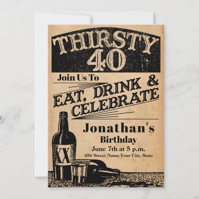 Whiskey 40th Birthday Invitation (Front)