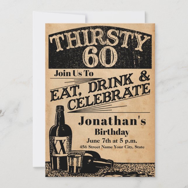 Whiskey 60th Birthday Invitation (Front)