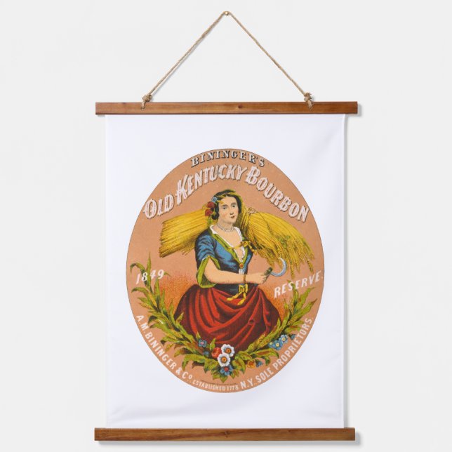 Whiskey Advertising Label, Circa 1860. Hanging Tapestry (Front)