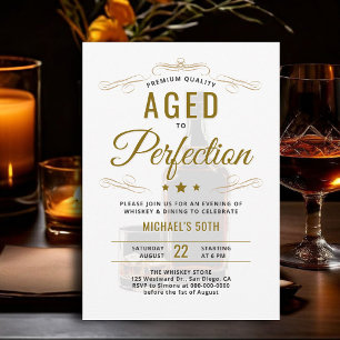 Whiskey Aged to Perfection Dinner 50th Birthday Invitation