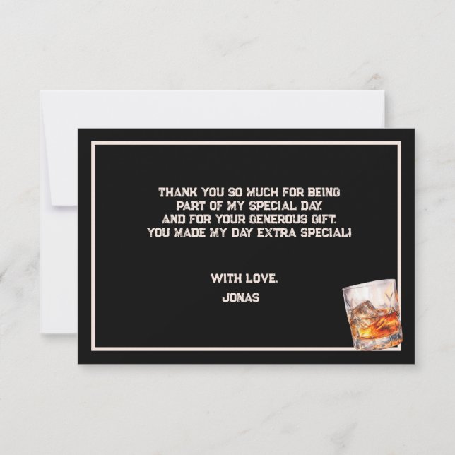 Whiskey alco adults let's party birthday thank you card (Front)