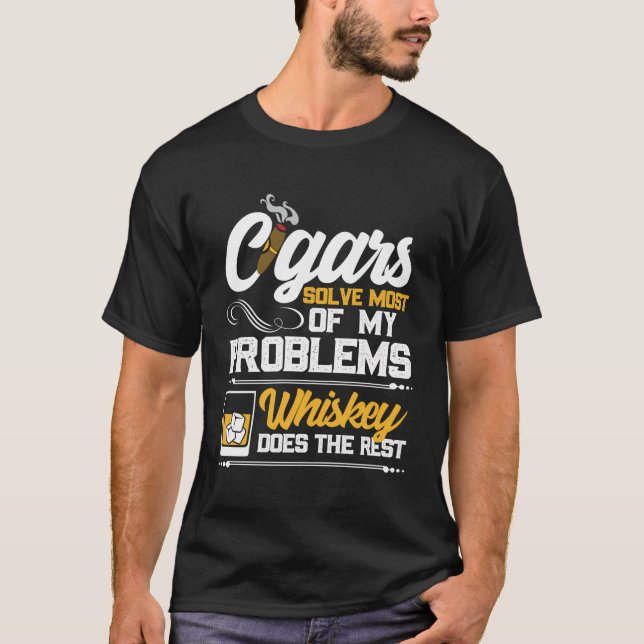 Whiskey And Cigars Joke T-Shirt (Front)