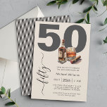 Whiskey and Cigars Masculine 50th Birthday Party Invitation<br><div class="desc">A masculine 50th birthday party invitation to prepare your guests for a memorable party, this custom design features bold lettering with the age 50 along with handwritten script spelling out fifty along the side. A whiskey bottle, poured glass, and cigar graphic add to the festive party mood of this unique...</div>