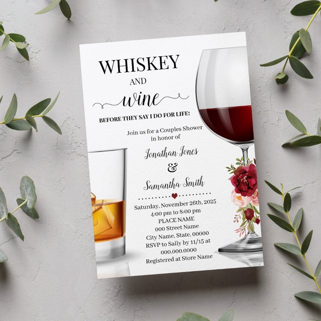Whiskey and Wine before I do Couples Shower Invitation (Creator Uploaded)