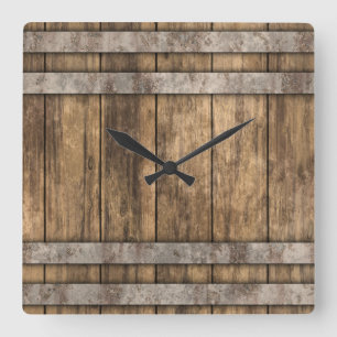 Whiskey Barrel Square Wall Clock