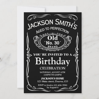 Whiskey birthday invitation Adult liquor invite