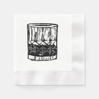 Whiskey Block Print Cocktail Party Napkins Set
