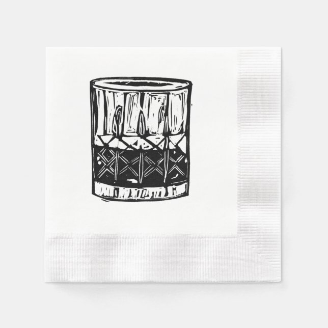 Whiskey Block Print Cocktail Party Napkins Set (Front)