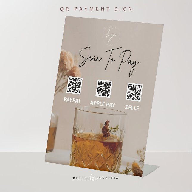Whiskey | Boho Flowers  | QR Code | Payment Sign (Creator Uploaded)