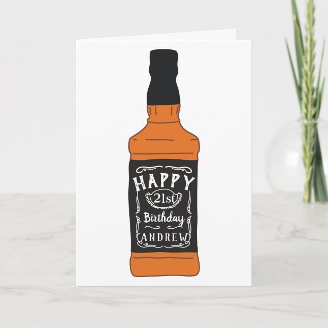 Whiskey Bottle 21st Birthday Whiskey Lovers Card (Front)