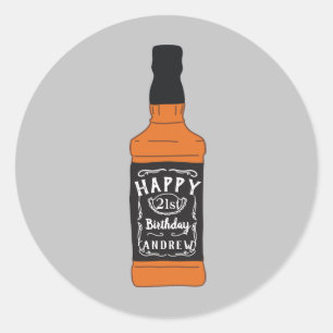 Whiskey Bottle 21st Birthday Whiskey Lovers Classic Round Sticker