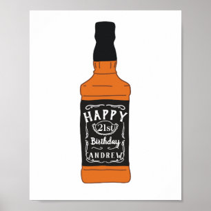 Whiskey Bottle 21st Birthday Whiskey Lovers Poster