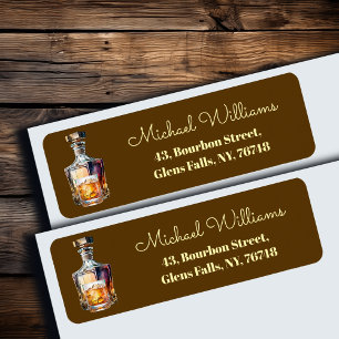 Whiskey Bottle Glass Return Address Label