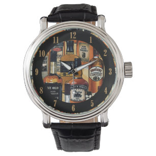 Whiskey Bottles Pattern Wrist Watch