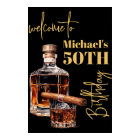 Whiskey Bourbon and Cigar Birthday Welcome Sign