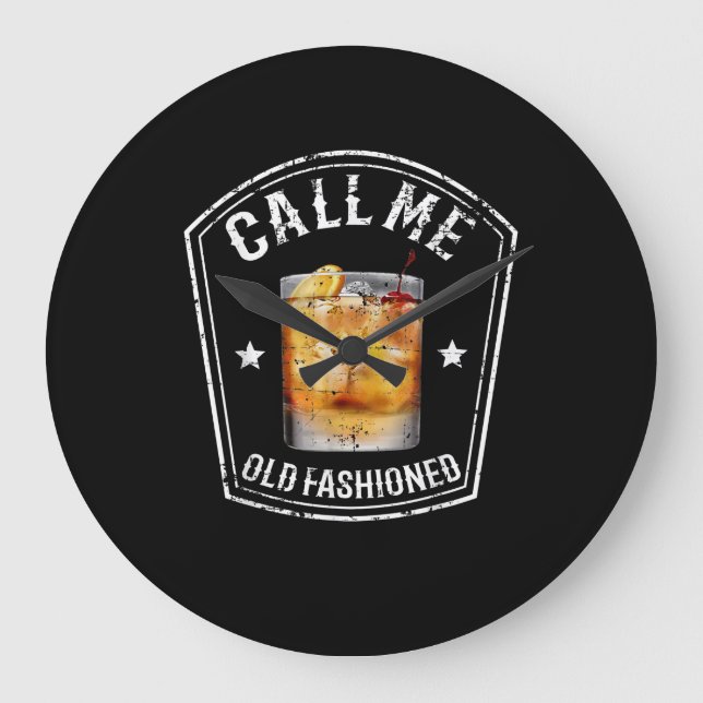 Whiskey Calls Me Old Fashioned Large Clock (Front)