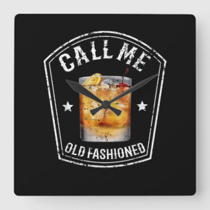 Whiskey Calls Me Old Fashioned Square Wall Clock